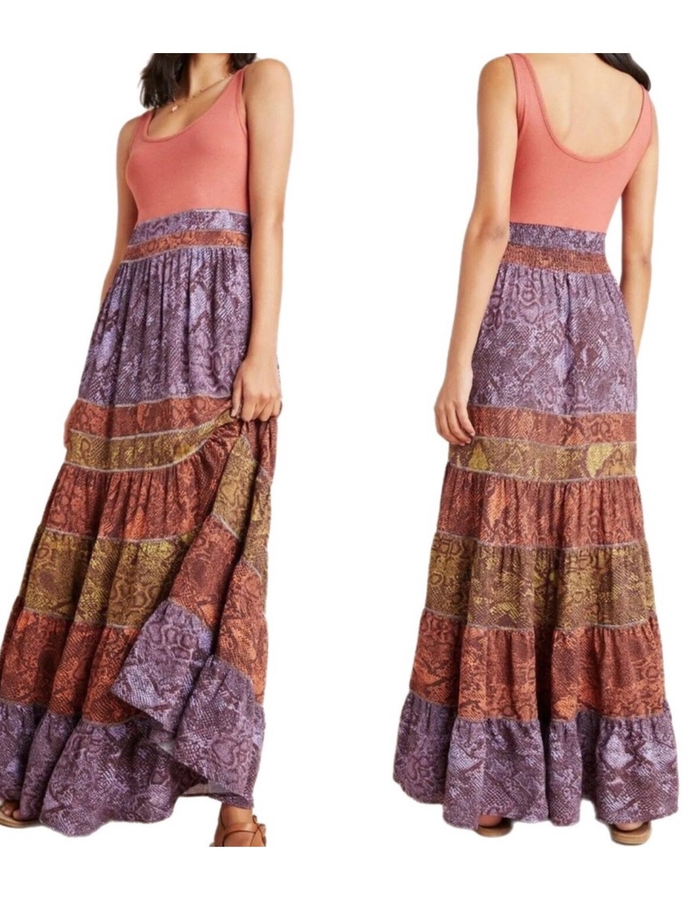 Anthropologie Colima tiered maxi dress sz XL